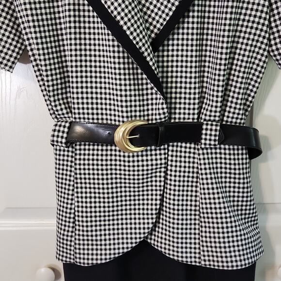 Vintage Danny & Nicole Black & White Gingham Dress Size SM Preppy Money 80s - Picture 2 of 9